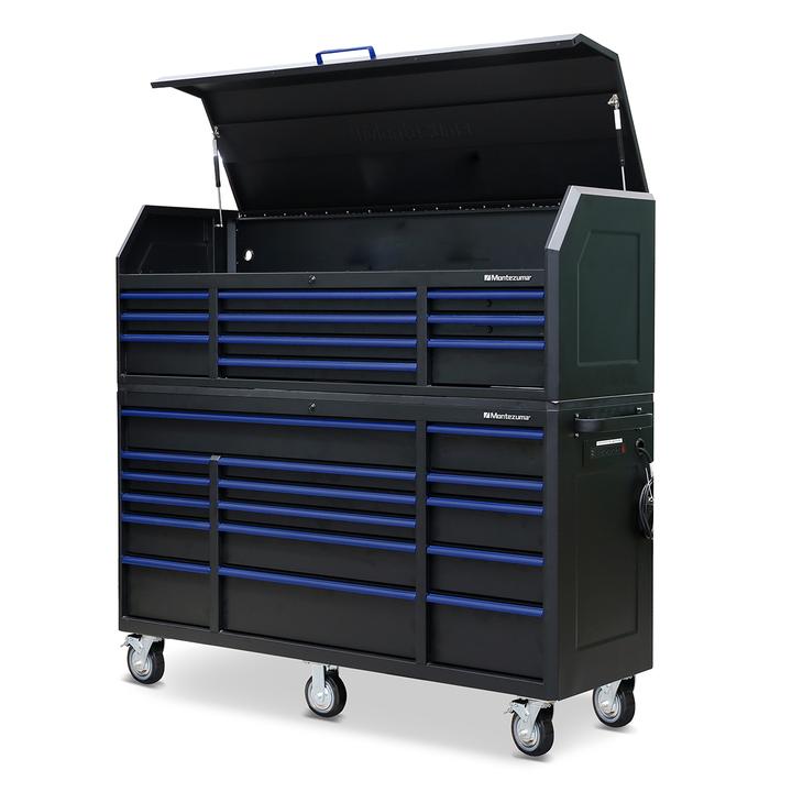 Montezuma 72 X 20 Inch Tool Box & Rolling Tool Cabinet With Multiple Power Outlets - Senior.com Tool Cabinets